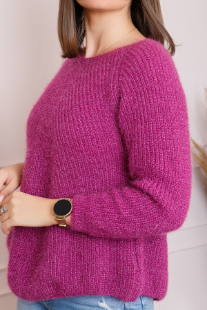 Pulover Bella pufos fuchsia cu maneci raglan [1]