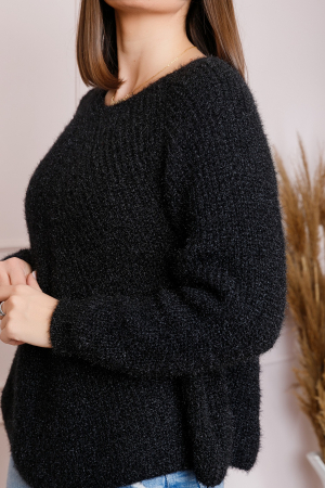 Pulover Bella pufos negru cu maneci raglan [1]