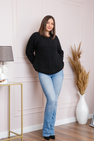 Pulover Bella pufos negru cu maneci raglan [3]