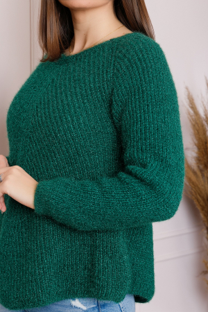 Pulover Bella pufos verde cu maneci raglan [1]