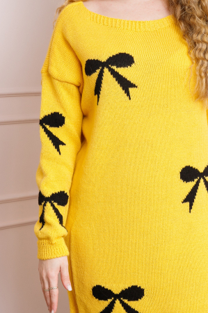 Pulover Bonnie galben tip rochie cu fundite [1]