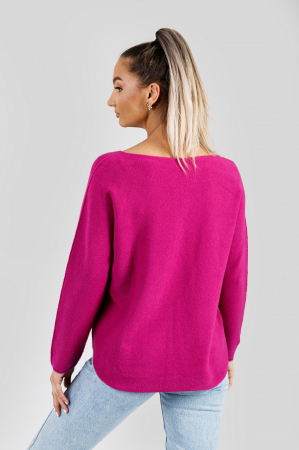 Pulover casual ciclam cu maneci liliac [2]
