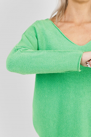 Pulover casual verde crud cu maneci liliac [1]