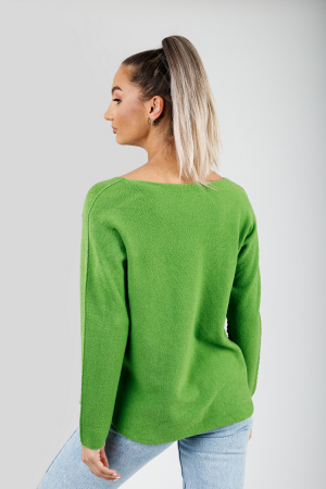 Pulover casual verde praz cu maneci liliac [2]