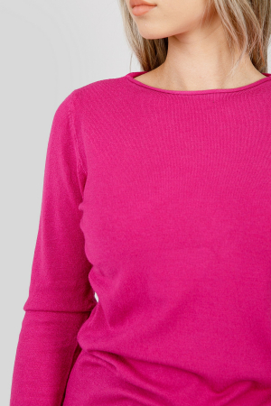 Pulover clasic ciclam cu decolteu barcuta [1]