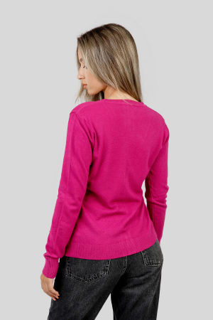 Pulover clasic ciclam cu nasturi [2]