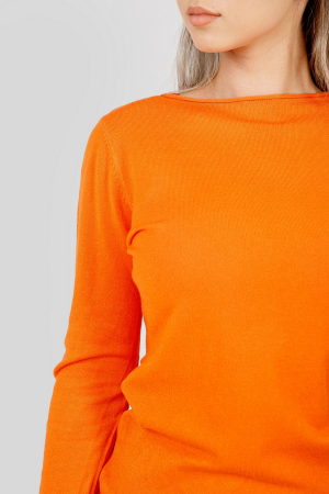 Pulover clasic orange cu decolteu barcuta [1]