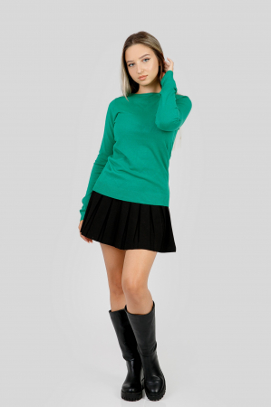 Pulover clasic verde cu decolteu barcuta [3]