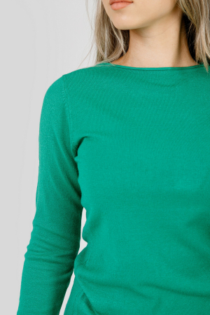 Pulover clasic verde cu decolteu barcuta [1]