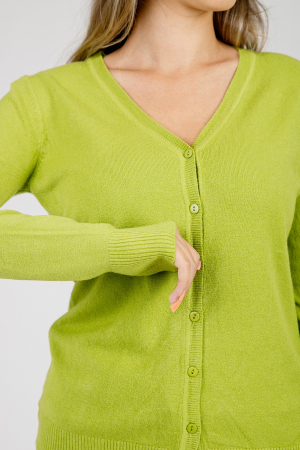Pulover clasic verde lime cu nasturi [1]