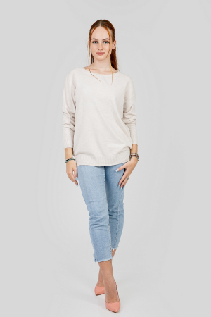 Pulover crem cu fir stralucitor [3]