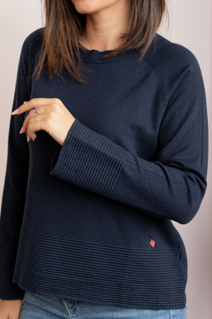 Pulover dama bleumarin cu casmir si maneci raglan Lacey [1]