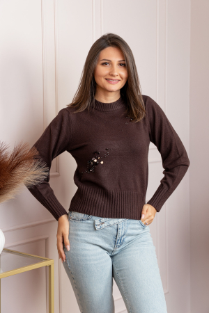 Pulover dama maro cu casmir, margele si paiete Mindy [3]