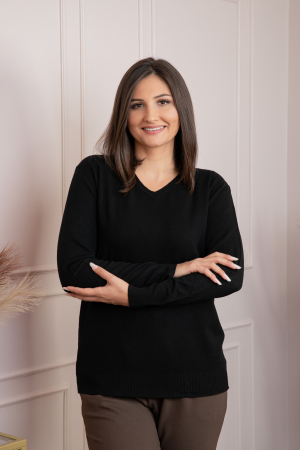 Pulover dama negru cu casmir si decolteu in V Doreen [2]