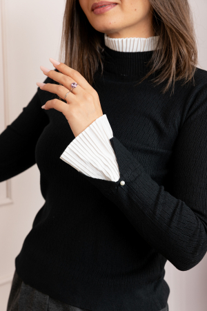 Pulover dama negru cu casmir si guler inalt Heidi [1]