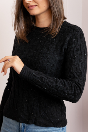 Pulover dama negru cu casmir si paiete Lorna [1]