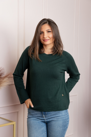Pulover dama verde cu casmir si maneci raglan Lacey [2]