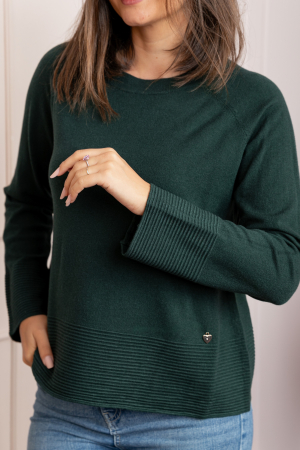 Pulover dama verde cu casmir si maneci raglan Lacey [1]