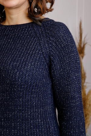 Pulover Elena bleumarin tricotat cu fir lame [1]