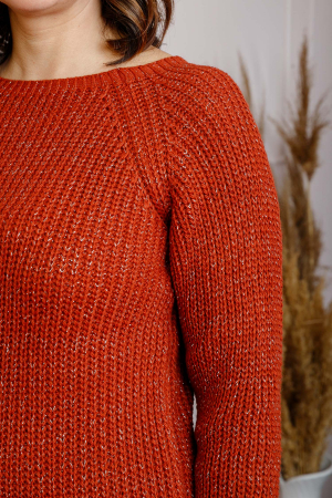Pulover Elena caramiziu tricotat cu fir lame [1]