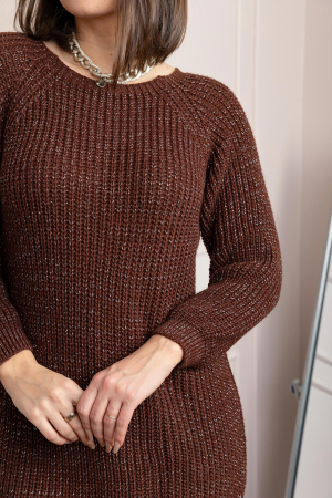 Pulover Elena maro tricotat cu fir lame [1]