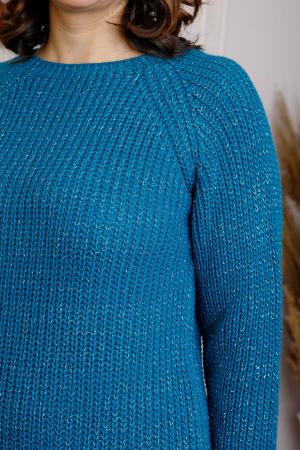 Pulover Elena turcoaz tricotat cu fir lame [1]