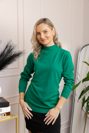 Pulover Ellen din tricot subtire cu guler inalt - Verde [2]