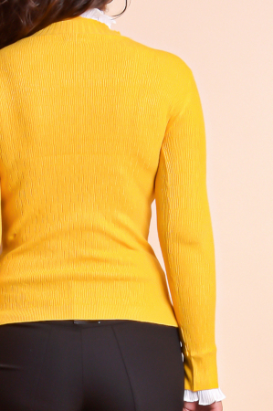 Pulover galben cu guler si maneci creponate [5]