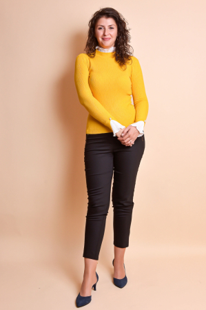 Pulover galben cu guler si maneci creponate [6]