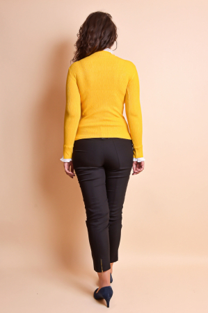 Pulover galben cu guler si maneci creponate [8]