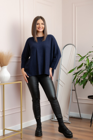 Pulover lejer Bailey cu maneci fluture - Bleumarin [3]