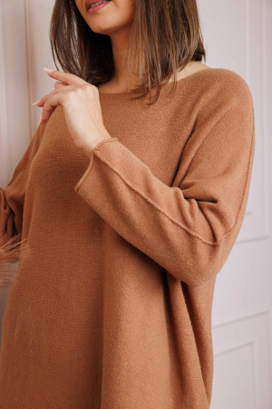 Pulover lejer Bailey cu maneci fluture - Camel [1]