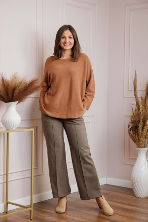 Pulover lejer Bailey cu maneci fluture - Camel [3]