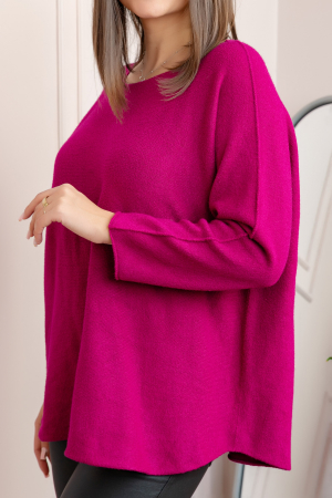 Pulover lejer Bailey cu maneci fluture - Fuchsia [1]