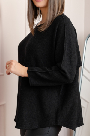 Pulover lejer Bailey cu maneci fluture - Negru [1]