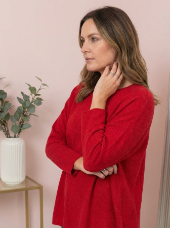 Pulover lejer Bailey cu maneci fluture - Rosu [1]