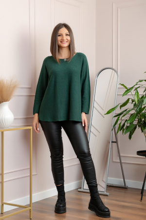 Pulover lejer Bailey cu maneci fluture - Verde [3]