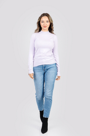 Pulover lila cu nasturi decorativi [3]