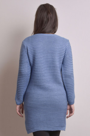 Pulover lung albastru deschis cu model impletit [3]
