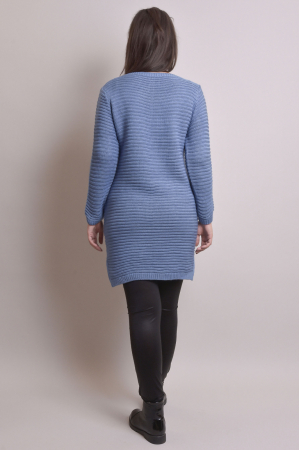 Pulover lung albastru deschis cu model impletit [6]