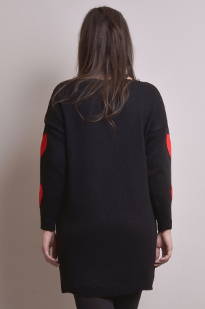 Pulover lung negru cu inimioare rosii [3]