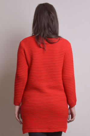 Pulover lung rosu cu model impletit [3]