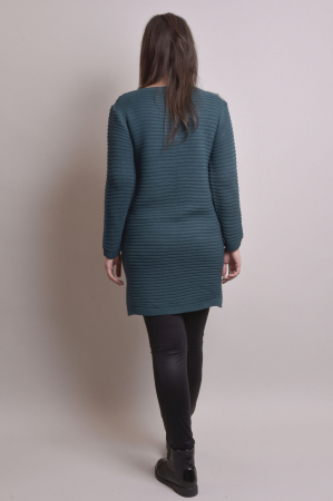 Pulover lung turcoaz cu model impletit [6]