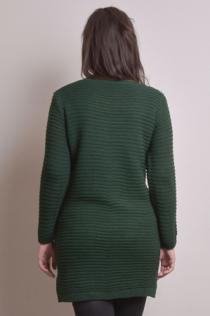 Pulover lung verde cu model impletit [3]