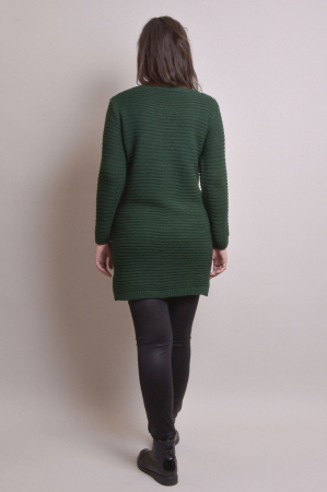 Pulover lung verde cu model impletit [6]