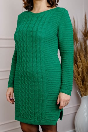 Pulover lung verde smarald cu model impletit [1]