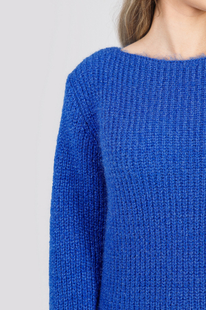 Pulover pufos albastru tip rochie cu decolteu barcuta [1]