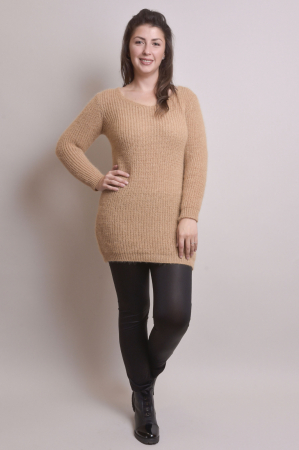 Pulover pufos bej tip rochie [4]