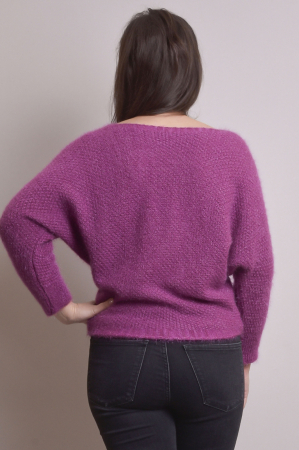 Pulover pufos fuchsia cu maneci largi [3]