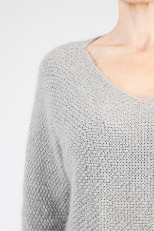 Pulover pufos gri cu maneci largi [1]